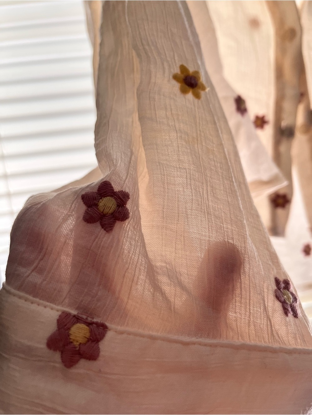 Light Sheer Floral Embroidered Skirt